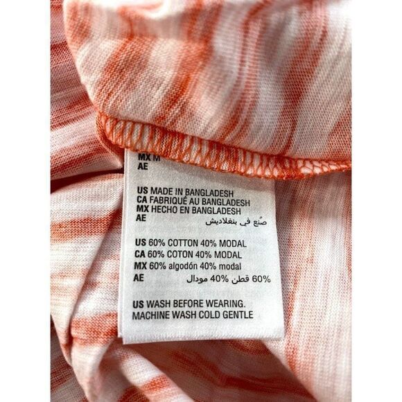 Style & Co Artistic Stripe Henley Top Large Women's‎ Coral White Sleeveless NEW - Picture 5 of 7